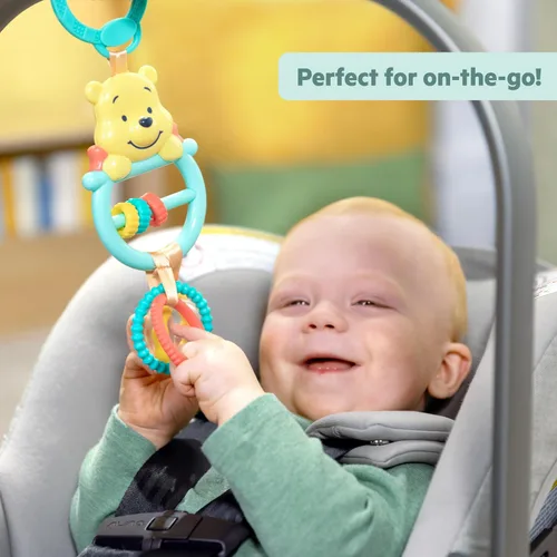 Vista 8 de Bright Starts Disney Baby Winnie The Pooh Juguete de Actividad Oso Ocupado, Juguete de Cochecito Unisex, Recién Nacidos en Adelante