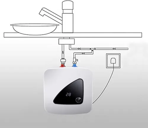Vista 9 de 110V 1.5KW eléctrico mini calentador de agua caliente tanque de almacenamiento 8L cocina hogar compacto calentadores de agua instantáneos debajo