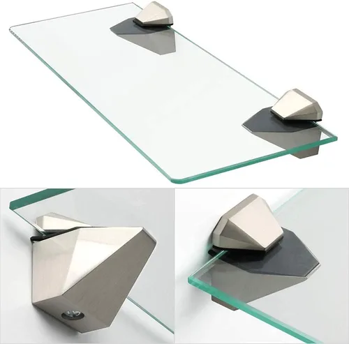 Vista 6 de Soporte de pared ajustable de metal para madera/vidrio, 2 unidades o un par, níquel cepillado (paquete de 2)