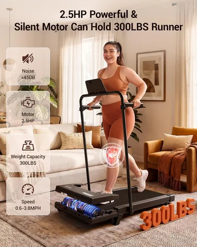 Vista 5 de Superun Walking Pad with 6% Incline, 3 in 1 Portable Treadmill for Home Negro carbón