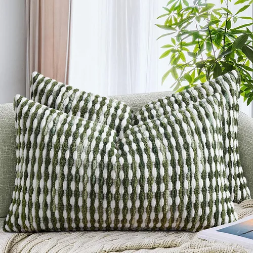 Vista 10 de AmHoo - Funda decorativa de almohada estilo bohemio de chenilla, funda de almohada con borlas tuftadas para sofá, cama, dormitorio, sala de estar