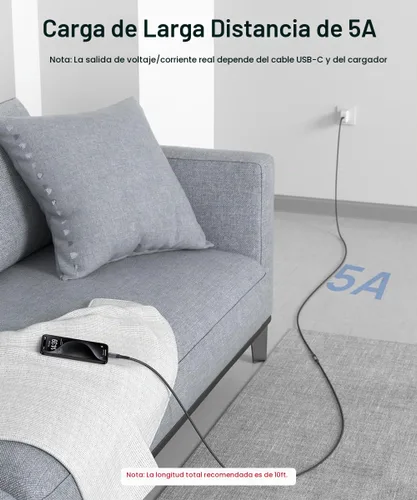 Vista 3 de JSAUX - Cable de extensión USB C de 1.5 pies, 100 W, 10 Gbps, USB C