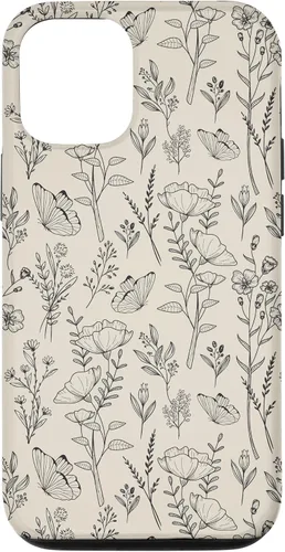 Vista 28 de Black & Cream Butterfly Meadow Botanical Wildflower Pattern Case for iPhone 17