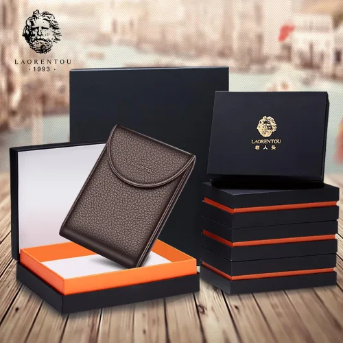 Vista 6 de LAORENTOU Hombres Cartera Cuero Genuino Titular De La Tarjeta Para Hombre Marca Negocios Licencia De Conductor De La Tarjeta De Crédito, Marrón 2