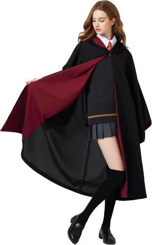 Vista 2 de Bata mágica unisex, disfraz universitario con capucha, disfraz de bruja de cine, mundo mágico, Halloween, cosplay, para mujeres y hombres