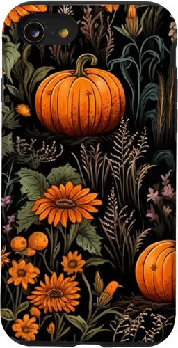 Vista 18 de iPhone 16 Autumn Flower Fall Halloween Spooky Pumpkin Floral Themed Case