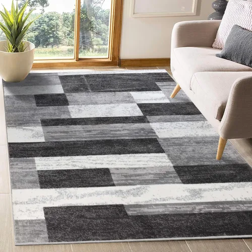 Vista 46 de Superior - Alfombra de pasillo, reverso de yute, moderna, geométrica, para dormitorio, oficina, sala de estar, entrada, suelo de madera dura