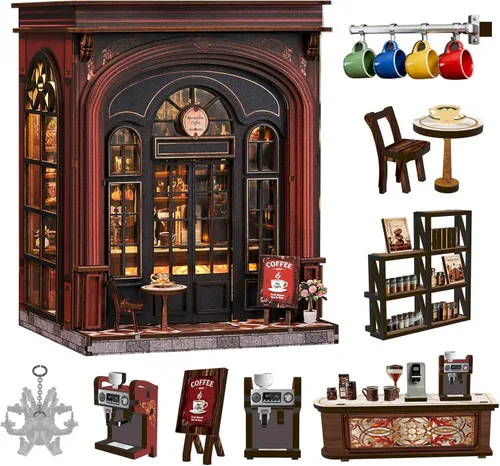 Vista 11 de Roroom Kit de casa en miniatura de bricolaje, kit de rincón de libros