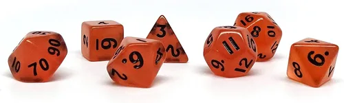Vista 7 de Mini colección de dados poliédricos de 0.394 pulgadas - Incluye un D20, D12, D10, D8, D6, D4 y D00 (Aqua Shine)