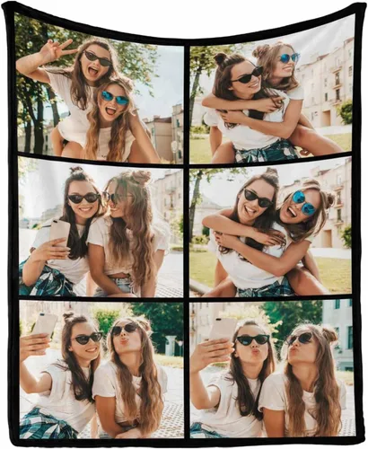 Vista 23 de Manta personalizada con tus fotos favoritas, manta personalizada con mis propias imágenes para familia, mamá, papá, hija, hijo, perro, hermanas