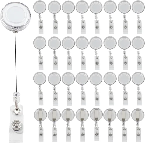 Vista 7 de Paquete de 10 carretes retráctiles para insignias, soporte transparente con clip para médicos, enfermeras, profesores, estudiantes, trabajadores