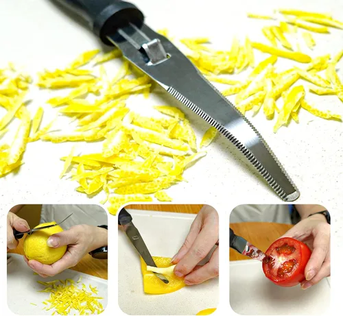 Vista 7 de Better Houseware Cuchillo de toronja, cuchillo de acero inoxidable dentado curvado con mango de nailon, cuchillo pelador de pomelo con borde