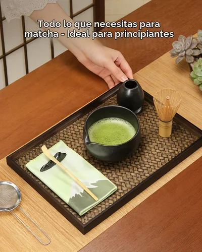 Vista 7 de Maestri House Juego de Batidores de Matcha, Kit Completo de Matcha de 7 Piezas con Cuenco de Cerámica con Boquilla, Batidor y Soporte de Bambú