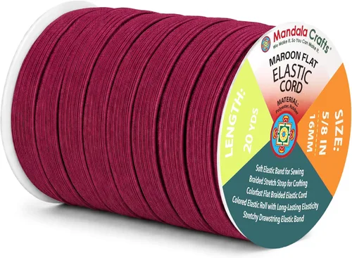 Vista 102 de Mandala Crafts 20 yardas 1/2 pulgada 0.472 in bandas elásticas beige