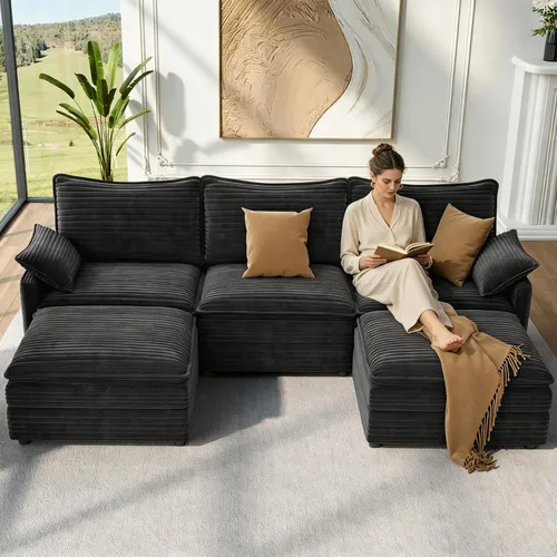 Vista 25 de Vesgantti Sofá de nube de 74 pulgadas para sala de estar, sofá modular de 2 plazas, sofá modular de pana de doble cojín, sofás pequeños de pana