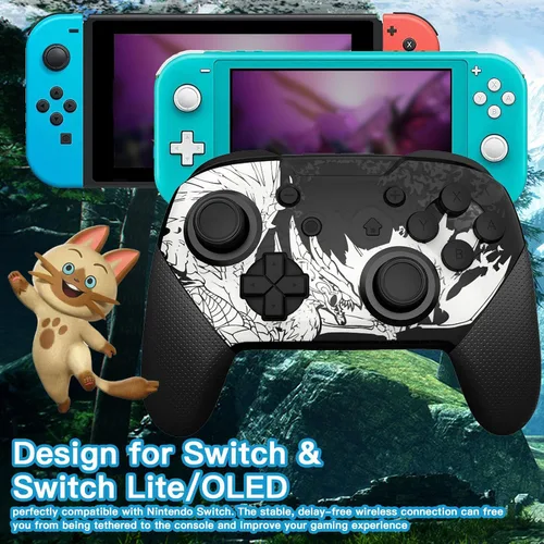 Vista 2 de Dritrip Wireless Pro Controller Compatible with SwitchSwitch LiteSwitch OLED, Switch Remote Gamepad with Joystick, Double Vibration, Wake-up and