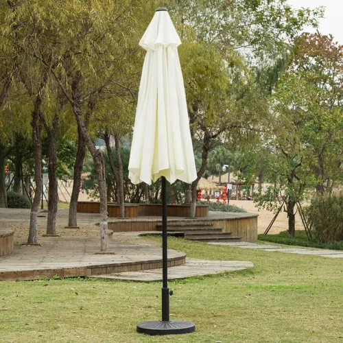 Vista 4 de Sunnyglade Sombrilla de patio de 9 pies para exteriores con 8 varillas resistentes (beige)