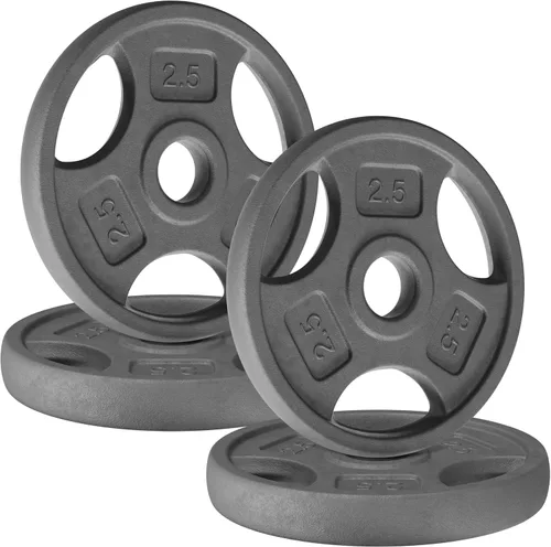 Vista 12 de Yes4All Placas de peso de agarre estándar de 1 pulgada, hierro fundido con varios tamaños de 2.5 libras a 35 libras para entrenamiento de fuerza