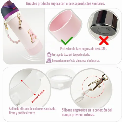 Vista 3 de SITKOL Juego de Monogramas Bonitos de Silicona Compatible con Botella de Agua Owala 24 oz, 32 oz, 40 oz - Accesorios Perfectos con la Letra Owala