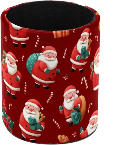 Vista 23 de Taza de PVC para escritorio, bastones de caramelo de Papá Noel rojo para organizador de bolígrafos de escritorio, soporte para brochas de maquillaje