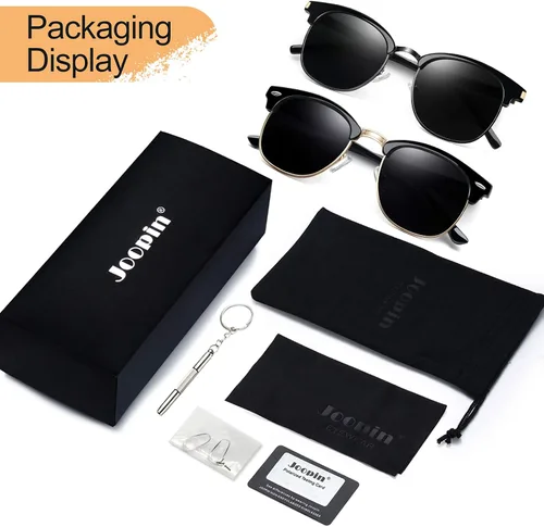 Vista 5 de Joopin Gafas de sol polarizadas semiciresin para hombres y mujeres, gafas de sol clásicas de media montura con protección UV