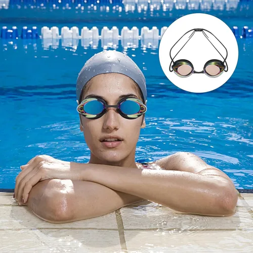 Vista 4 de GLEAVI Adult Swim Goggles Anti-fog Swimming Glasses with Nose Cover, Black Professional Pool Goggles for Men and Women Water Sports