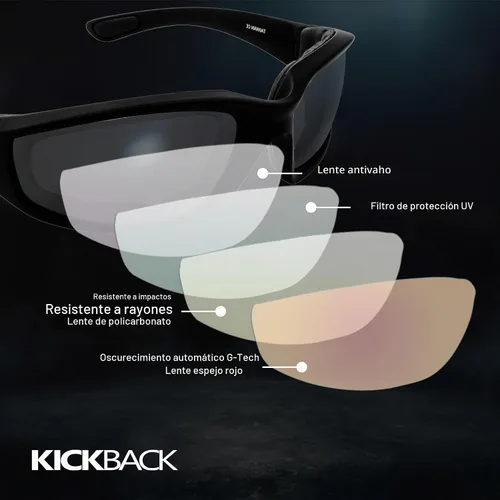 Vista 3 de Global Vision Kickback - Lentes de transición con efecto espejo fotocrómico transparente a rojo con oscurecimiento automático, gafas de conducción