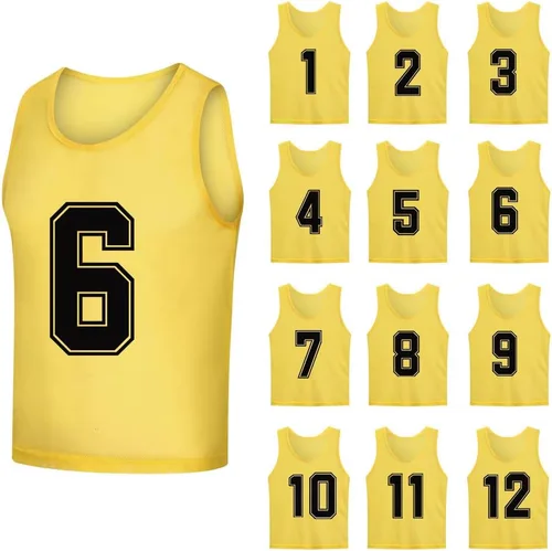 Vista 7 de Paquete de 12 (1-12) Pinnies/baberos de entrenamiento de fútbol/camisetas de baloncesto para niños, jóvenes y adultos