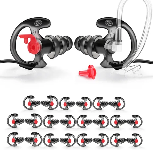 Vista 8 de Zeadio Auricular de triple brida, cómodo tapón de silicona para oído – grande, par de 4, negro