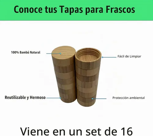Vista 3 de 16 tapas de bambú para frascos de especias, se adaptan a recipientes cuadrados, tapas de sellado de botellas de condimento que se ajustan solo a 4