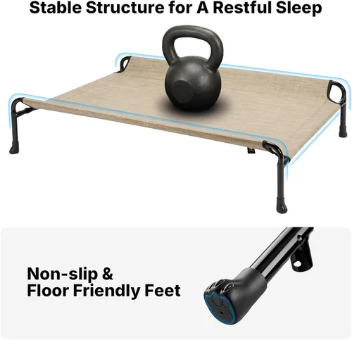 Vista 4 de Veehoo Cama para perros al aire libre, cama elevada para perros grandes, cama elevada para mascotas con reposacabezas, cuna refrescante lavable