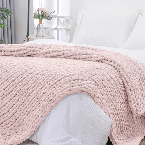 Vista 55 de Bigacogo - Cobija de punto grueso de 40 x 40 pulgadas, de felpilla, 100% tejida a mano, cobija pequeña de punto trenzado suave y grueso, con nudo