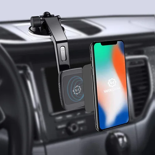 Vista 2 de WixGear Magantic Mount, soporte magnético curvado para tablero de instrumentos para teléfono celular y mini tabletas con tecnología rápida de cierre