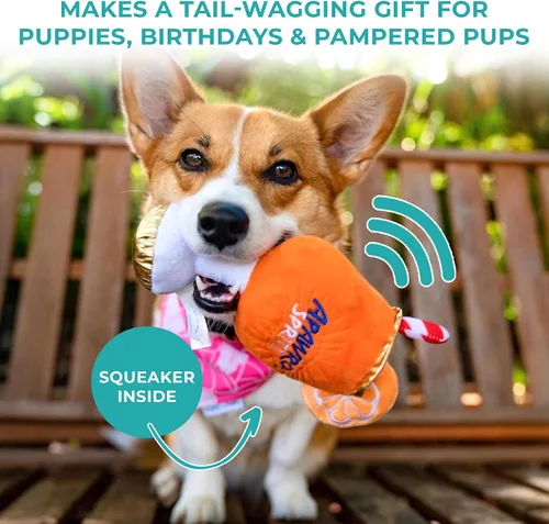 Vista 5 de Haute Diggity Dog Apawrol Spritz, juguetes de felpa de diseñador para perros con silbato interactivo, enriquecimiento para mascotas estimulante