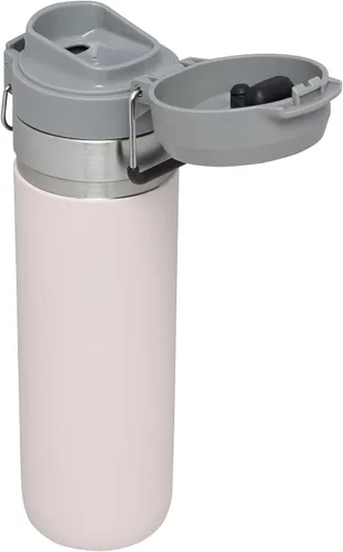 Vista 2 de Stanley Quick Flip GO - Botella de agua de 24 onzas Tapa con botón pulsador A prueba de fugas y empacable para viajes y deportes Acero