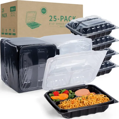 Vista 23 de YANGRUI Contenedores para Alimentos de 9 x 6 pulgadas, 28 onzas, paquete de 50 unidades – Envuelto en Plástico PP Relleno de Minerales Libre de BPA