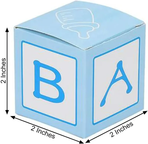 Vista 3 de Efavormart - Paquete de 25 cajas de regalo azules de 2 x 2 pulgadas para baby shower, con diseño recortado, cajas de regalo de cartulina prémium