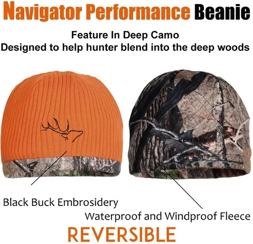 Vista 4 de EDTREK Gorro de camuflaje impermeable y resistente al viento, sombrero de caza de rendimiento de camuflaje naranja de madera y resplandor