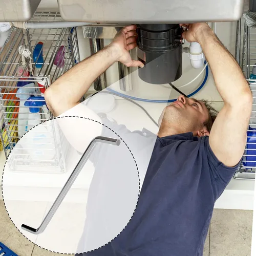 Vista 4 de Sankoly Paquete de 2 llaves Allen para eliminación de basura, compatible con trituradores de basura InSinkErator, utilizada para fregadero de cocina