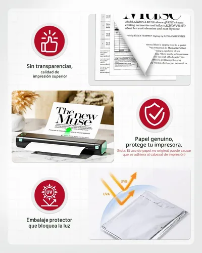 Vista 2 de Phomemo - Papel de impresora térmica de 8.5 x 11 pulgadas para M08F M832D M832 M834, 100 unidades Inkless Printer Paper for Thermal Printing