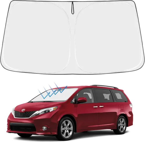 Vista 18 de Proadsy Parasol para parabrisas Rivian R1S 2022-2025 2026 de 4 capas plegable, protector de parasol frontal que bloquea los rayos UV, mantiene