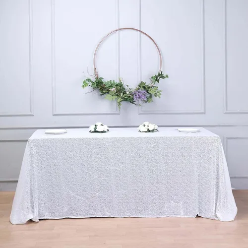 Vista 11 de Efavormart - Mantel redondo de lentejuelas brillantes de 120 pulgadas para banquetes de boda, fiesta, decoración del hogar