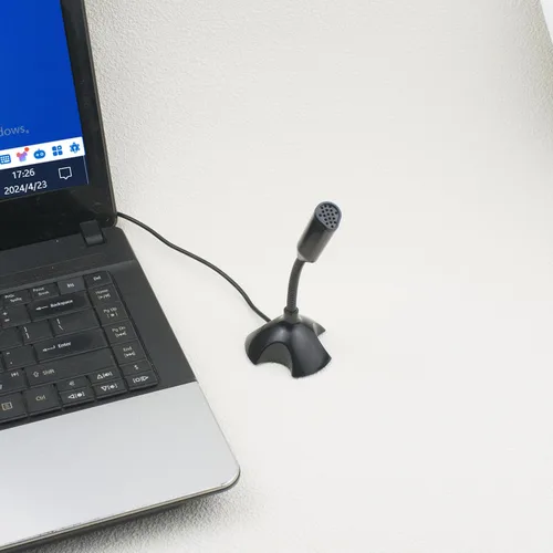 Vista 6 de LANDIBO Micrófono de 0.138 in, cuello de cisne ajustable para computadoras portátiles/de escritorio, micrófono de PC, Plug and Play, micrófono
