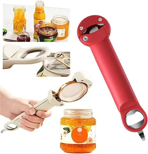 Vista 2 de Tornillo ajustable de acero inoxidable 3 en 1 Abrebotellas retráctil multifuncional Abrebotellas Abrebotellas Herramienta auxiliar de apertura