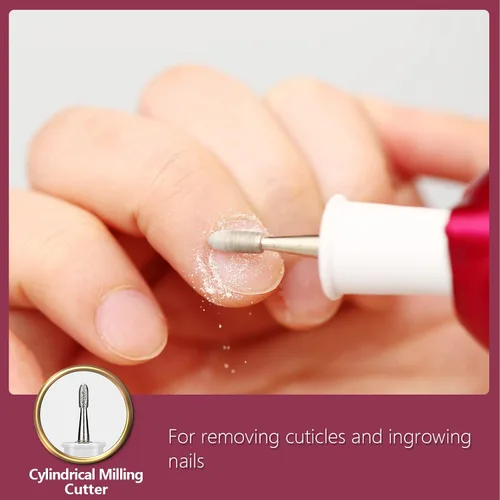 Vista 4 de Fresa cilíndrica para quitar cutículas y clavos incrustados, broca de repuesto solo compatible con el juego de manicura y pedicura SEAMIND