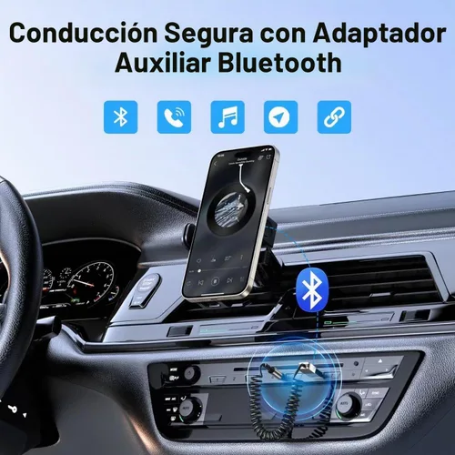 Vista 2 de GLOBELEC Adaptador auxiliar a Bluetooth 5.3, audio auxiliar USB-0.1 in