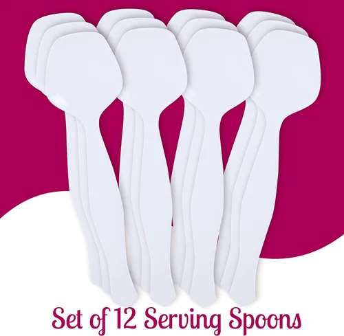 Vista 6 de Plasticpro Cucharas desechables de plástico para servir, utensilios de alta calidad, resistentes, color blanco, paquete de 12