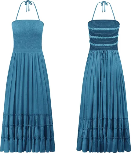 Vista 6 de R.Vivimos Vestidos largos de algodón sexy sin espalda para mujer