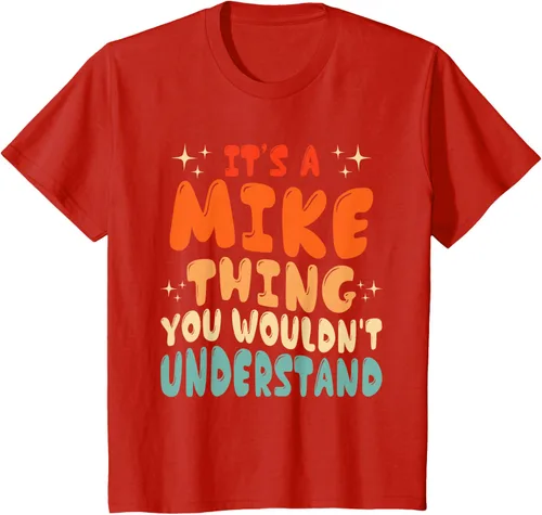 Vista 3 de Camiseta retro de los años 80 con texto en inglés "It's A Mike Thing You Wouldn't Understand", Negro