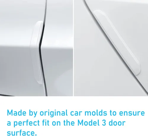 Vista 2 de Compatible con Tesla Model 3 Protectores de Bordes de Puerta, 4 Piezas Tiras Anticolisión Blancas para Puertas de Automóvil para Model 3 2017 2018